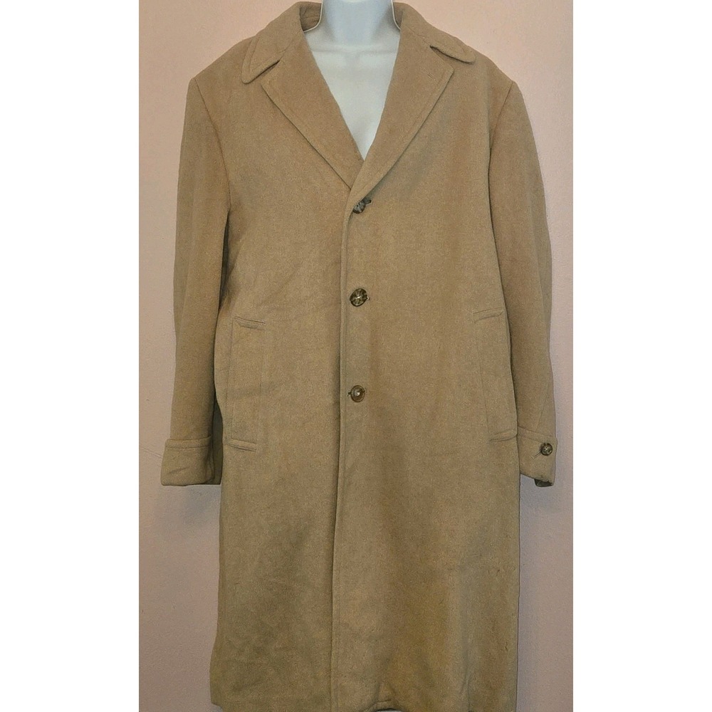 Vintage 80s Camel Hair Trenchcoat Jacket Alexandre Made In England 2xl Peacoat